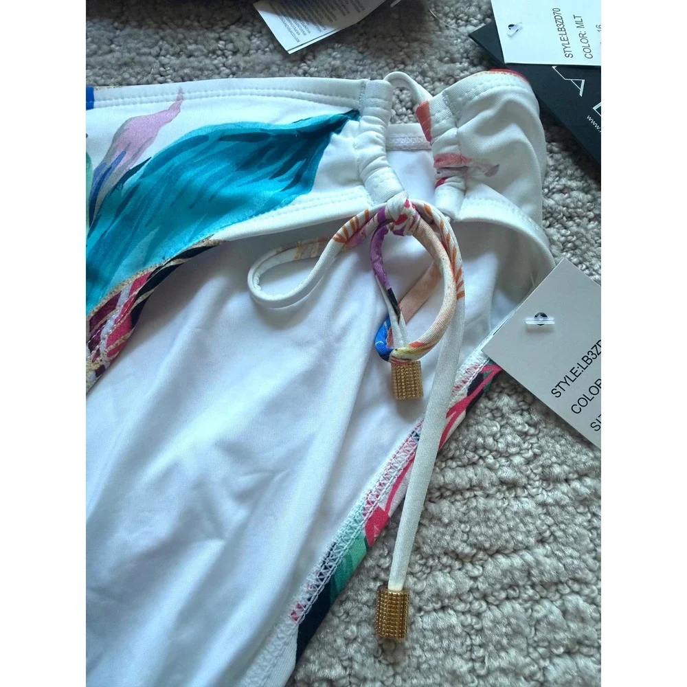 La Blanca Bikini Set Women 16 Multicolor NWT Floral Ruffle Tropical Swimsuit